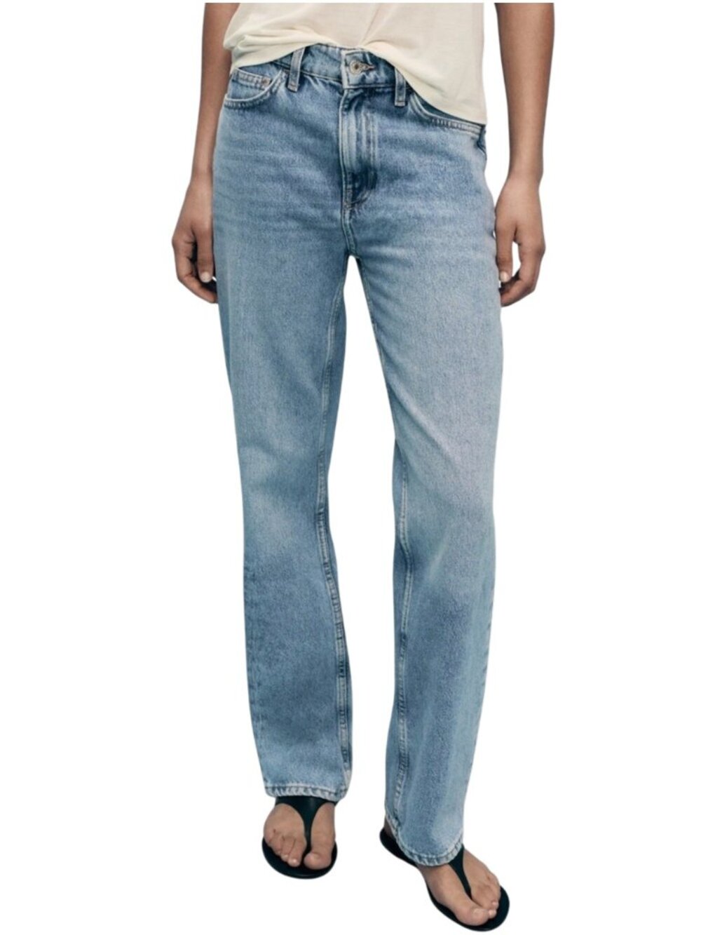MNG Matilda High Rise Straight Leg Jeans 30/10 Light Wash